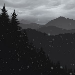 Preview wallpaper mountains, forest, trees, snow, vector, art