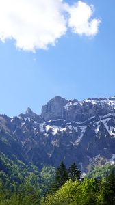 Preview wallpaper mountains, forest, trees, clouds, nature, landscape