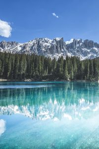 Preview wallpaper mountains, forest, trees, lake, reflection, landscape