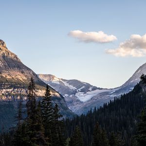 Preview wallpaper mountains, forest, trees, snow, landscape, nature