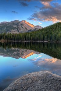 Preview wallpaper mountains, forest, trees, lake, reflection, nature