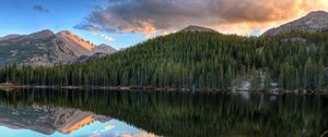 Preview wallpaper mountains, forest, trees, lake, reflection, nature