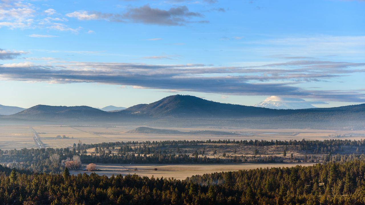 Wallpaper mountains, forest, trees, fields, landscape