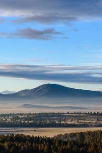 Preview wallpaper mountains, forest, trees, fields, landscape