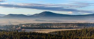 Preview wallpaper mountains, forest, trees, fields, landscape