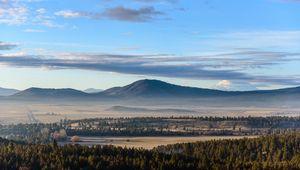 Preview wallpaper mountains, forest, trees, fields, landscape