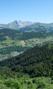 Preview wallpaper mountains, forest, trees, landscape, valley