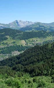 Preview wallpaper mountains, forest, trees, landscape, valley