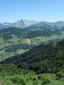 Preview wallpaper mountains, forest, trees, landscape, valley