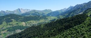 Preview wallpaper mountains, forest, trees, landscape, valley