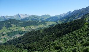 Preview wallpaper mountains, forest, trees, landscape, valley