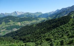 Preview wallpaper mountains, forest, trees, landscape, valley