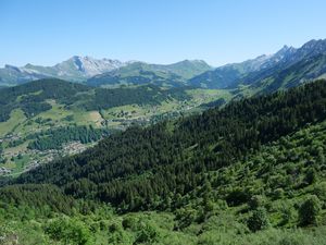 Preview wallpaper mountains, forest, trees, landscape, valley