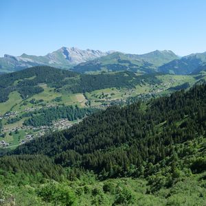 Preview wallpaper mountains, forest, trees, landscape, valley