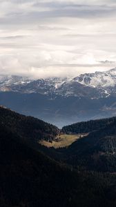 Preview wallpaper mountains, forest, trees, clouds, valley