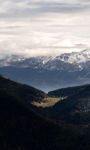 Preview wallpaper mountains, forest, trees, clouds, valley