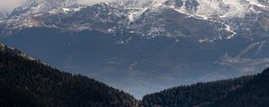 Preview wallpaper mountains, forest, trees, clouds, valley