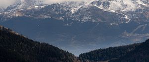 Preview wallpaper mountains, forest, trees, clouds, valley