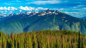 Preview wallpaper mountains, forest, trees, landscape, nature, sky