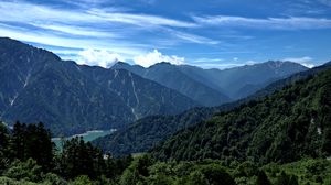 Preview wallpaper mountains, forest, valley, lake, landscape