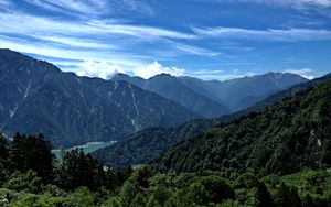 Preview wallpaper mountains, forest, valley, lake, landscape