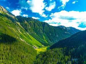 Preview wallpaper mountains, forest, valley, greenery, landscape