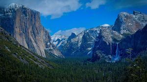 Preview wallpaper mountains, forest, waterfall, nature