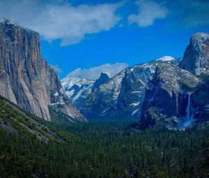 Preview wallpaper mountains, forest, waterfall, nature