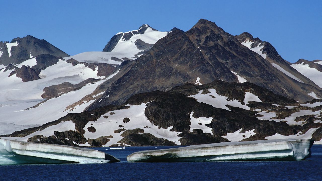 Wallpaper mountains, glacier, snow, water