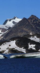 Preview wallpaper mountains, glacier, snow, water