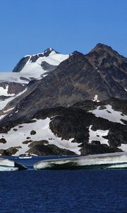 Preview wallpaper mountains, glacier, snow, water