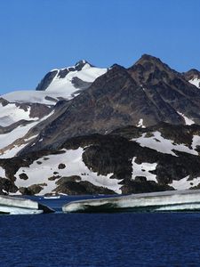 Preview wallpaper mountains, glacier, snow, water