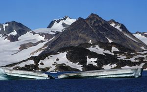 Preview wallpaper mountains, glacier, snow, water