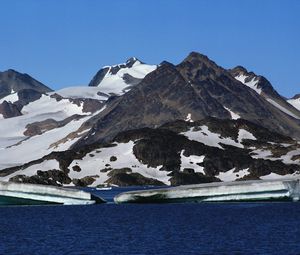 Preview wallpaper mountains, glacier, snow, water