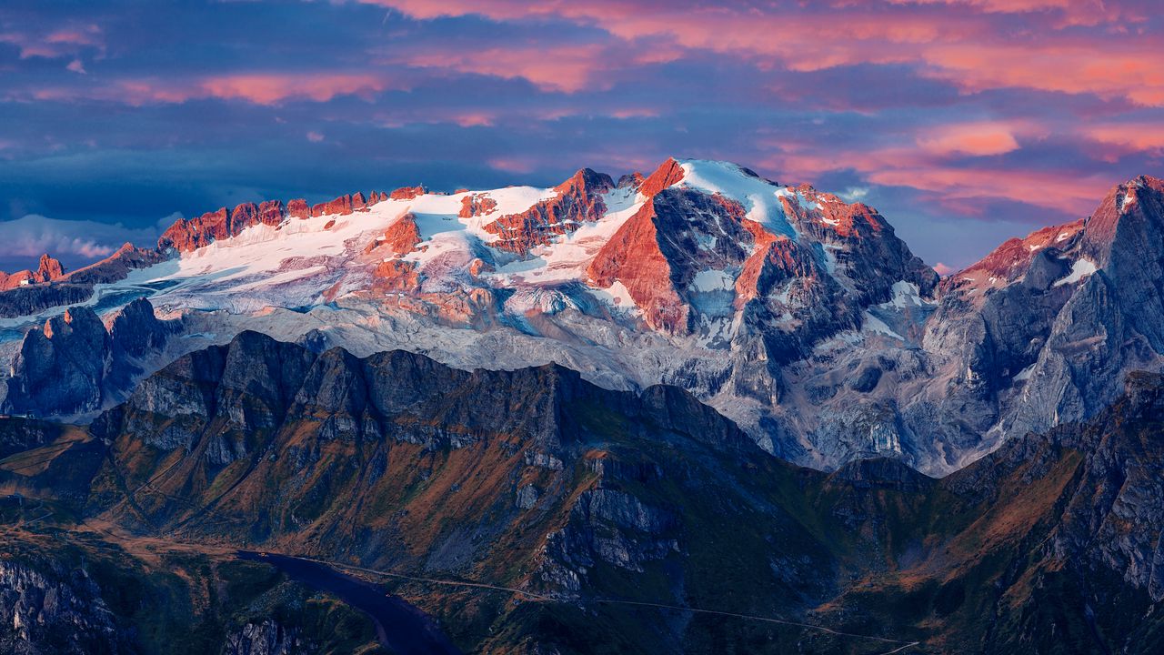 Wallpaper mountains, glacier, summit, marmolada glacier, colfosco, italy