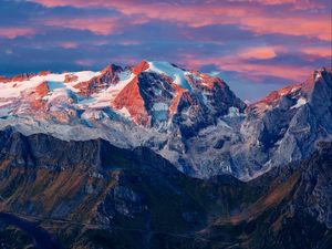 Preview wallpaper mountains, glacier, summit, marmolada glacier, colfosco, italy