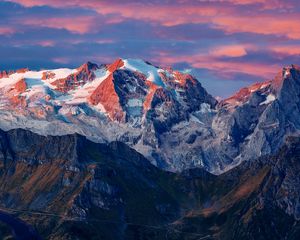 Preview wallpaper mountains, glacier, summit, marmolada glacier, colfosco, italy