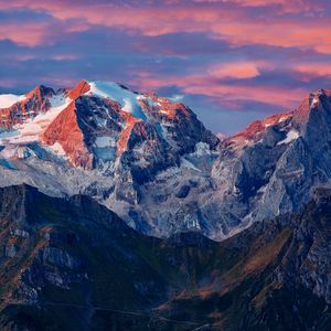 Preview wallpaper mountains, glacier, summit, marmolada glacier, colfosco, italy