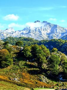 Preview wallpaper mountains, grass, beautiful, mountainous landscape, summer