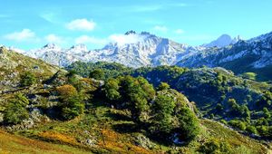 Preview wallpaper mountains, grass, beautiful, mountainous landscape, summer