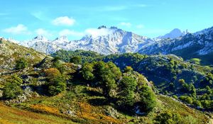 Preview wallpaper mountains, grass, beautiful, mountainous landscape, summer