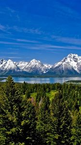 Preview wallpaper mountains, grass, distance, top