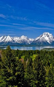 Preview wallpaper mountains, grass, distance, top