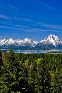 Preview wallpaper mountains, grass, distance, top