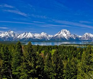 Preview wallpaper mountains, grass, distance, top