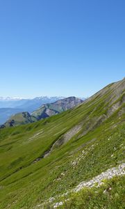 Preview wallpaper mountains, grass, landscape, mountain range