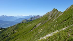 Preview wallpaper mountains, grass, landscape, mountain range