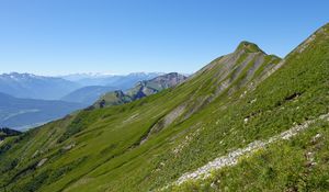 Preview wallpaper mountains, grass, landscape, mountain range