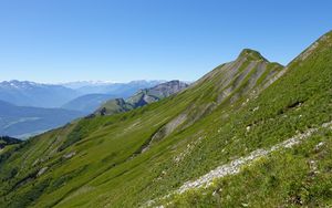 Preview wallpaper mountains, grass, landscape, mountain range