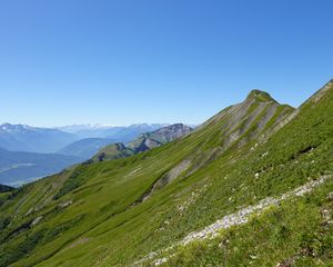 Preview wallpaper mountains, grass, landscape, mountain range